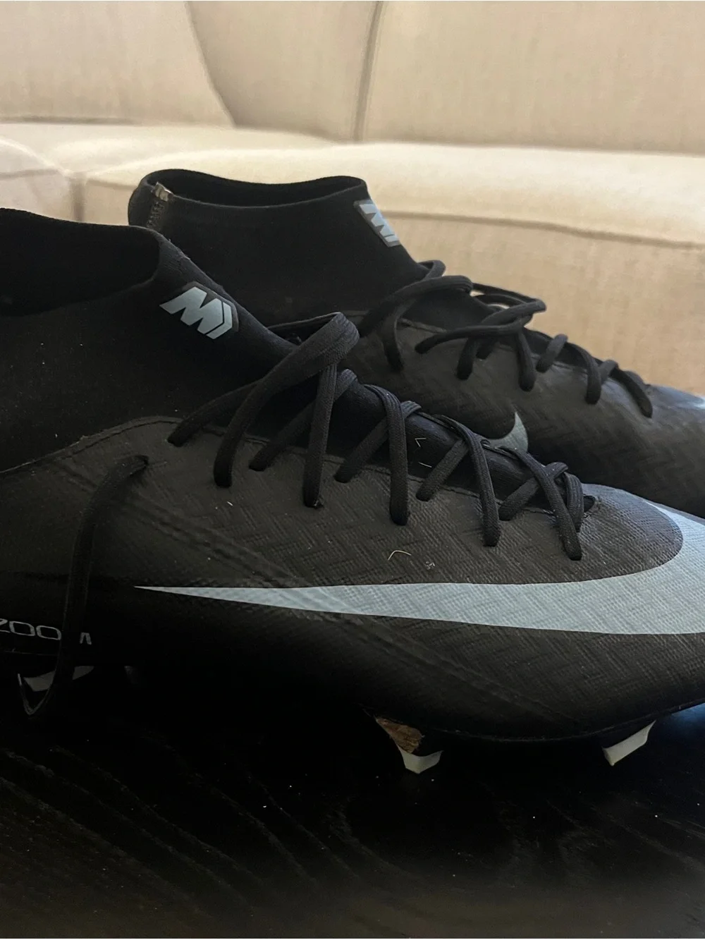 Nike Zoom Superfly 10 Academy Soccer Cleats (Black/Ice Blue)  - size 11